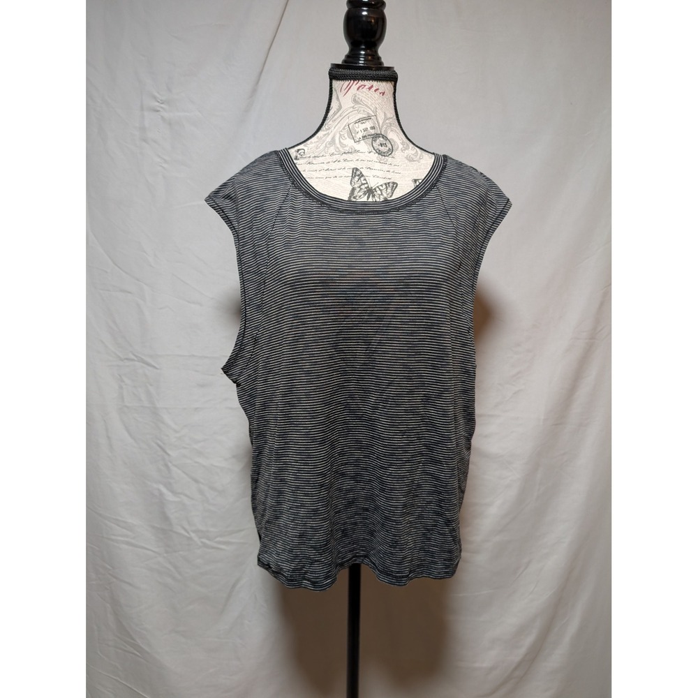 Champion Black White Striped Open Back Active Muscle Tank Top Women's Large - Picture 1 of 6